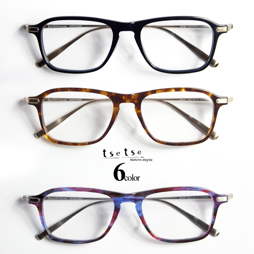 tsetse ツェツェ ウェリントン メガネ tsetse ツェツェ パリ型 変形ウェリントンメガネ コンビ 度付き 伊達