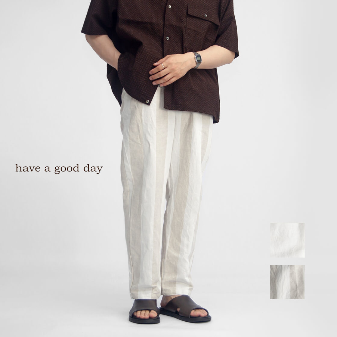 新品タグ付 45R 45rpm コットンリネン イージーパンツ サイズ2 HAVE A GOOD DAY（ハブアグッドデイ） 【セール価格】ハブアグッドデイ