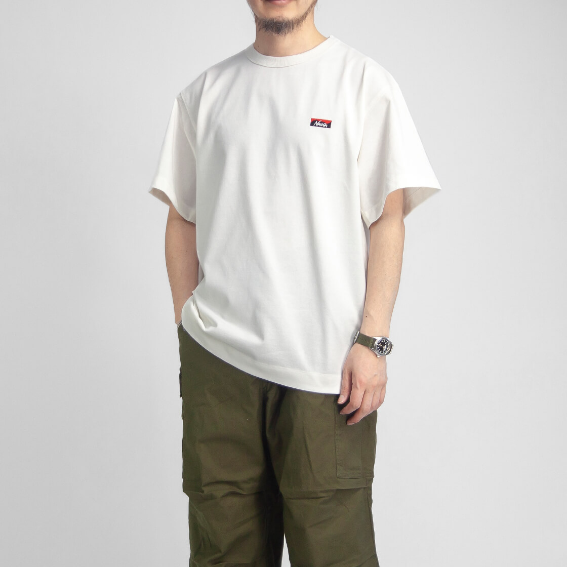 NANGA（ナンガ） エンブロイダリーTシャツ ボックスロゴ エコ
