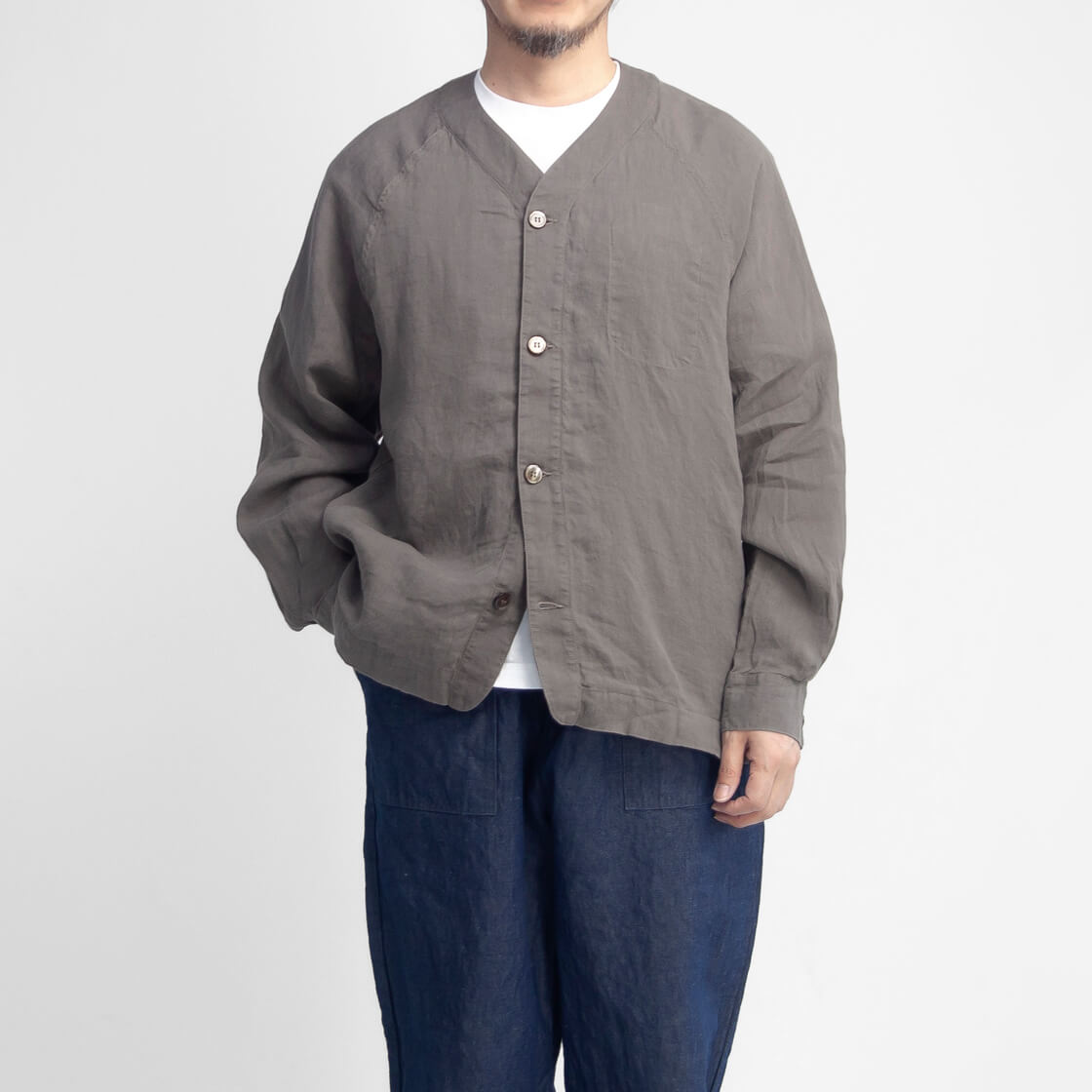 ハブアグッドデイ have a good day 麻100％ リネンカーディガン 日本製 メンズの画像