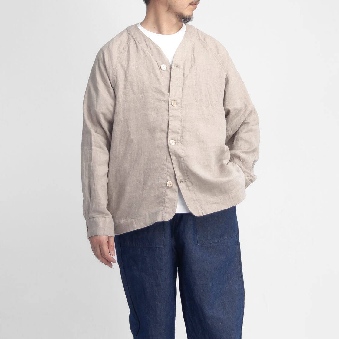 ハブアグッドデイ have a good day 麻100％ リネンカーディガン 日本製 メンズの画像