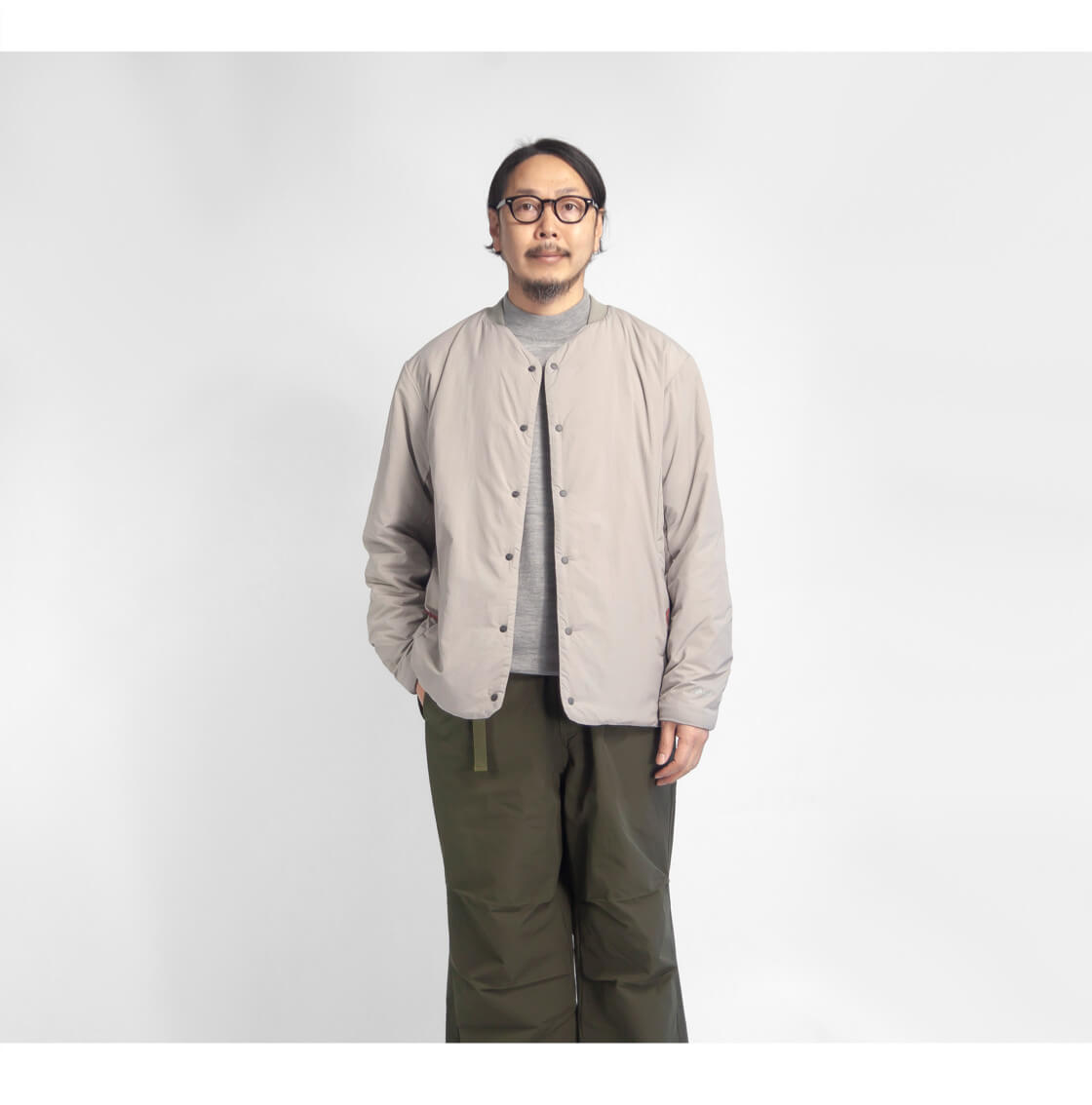NANGA ナンガ ノーカラーソフトダウンカーディガン メンズ