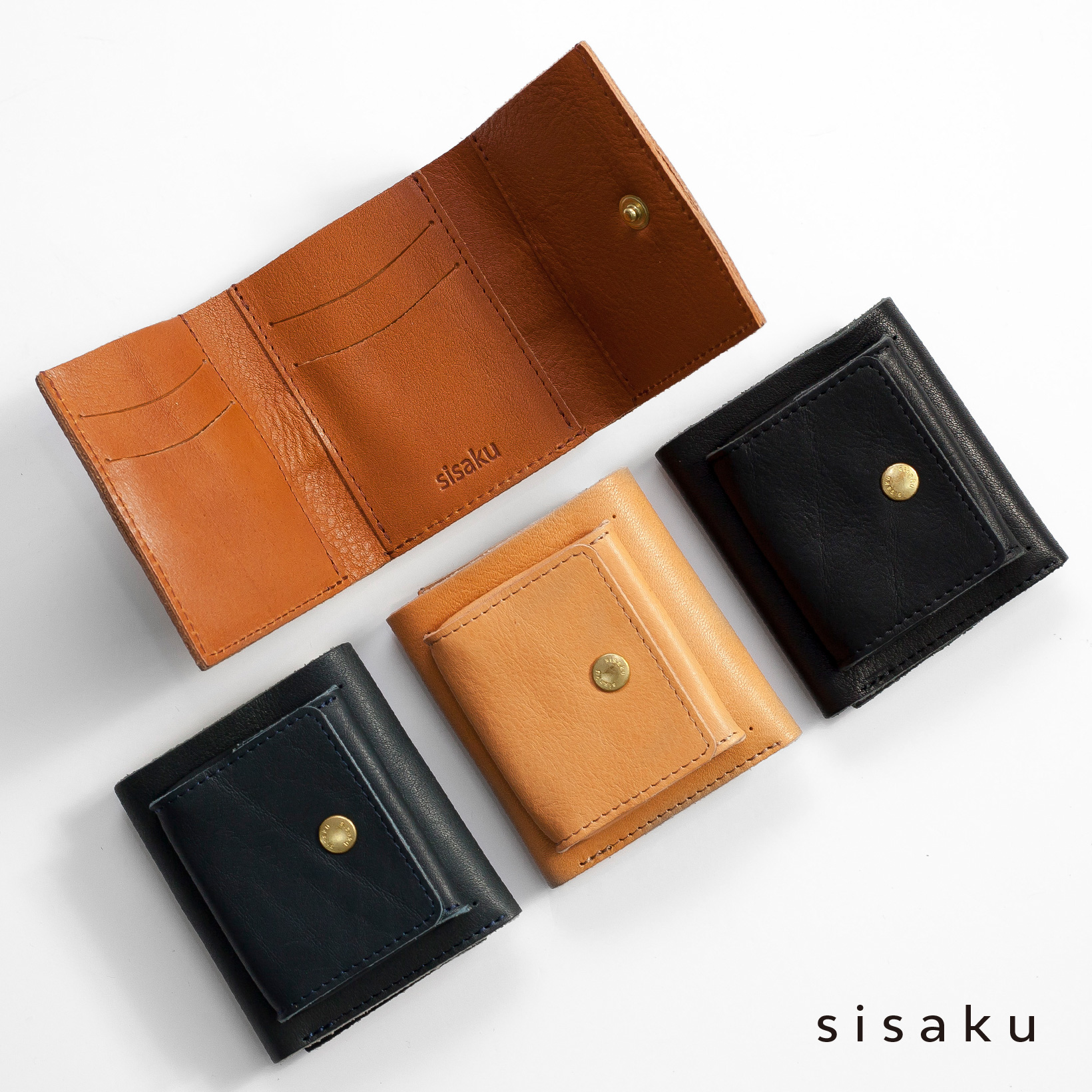 シサク sisaku 栃木レザー 三つ折り財布 Small high コンパクト