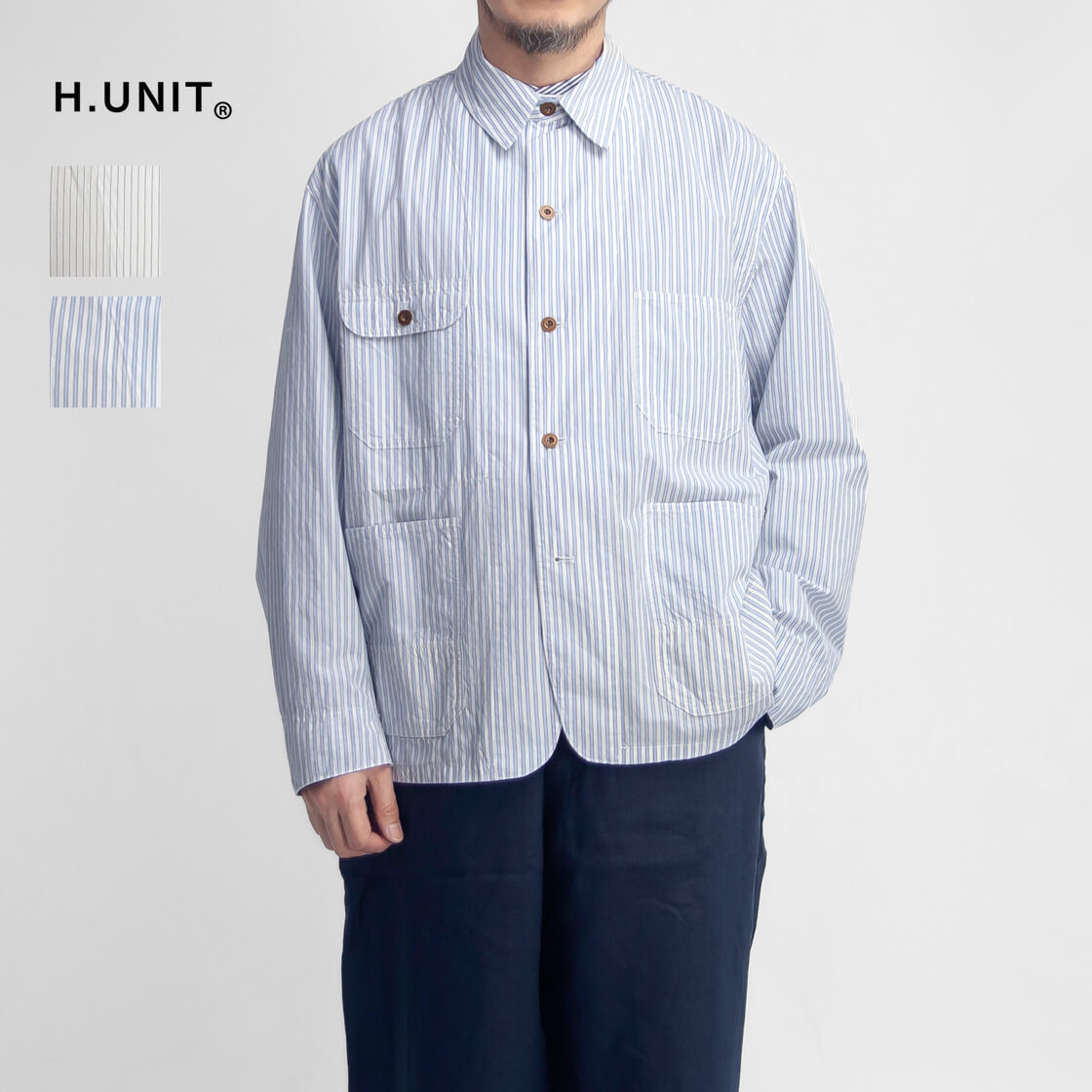H.UNIT STORE LABEL エイチユニット H.UNIT ストライプ シャツオール