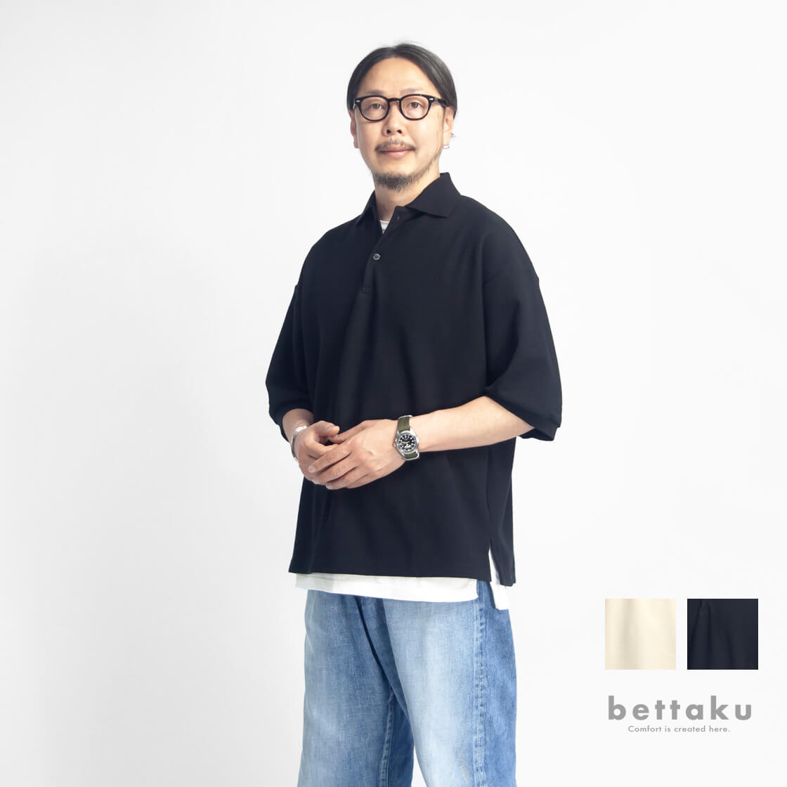 セール価格】ベッタク Bettaku 鹿の子 3タックポロシャツ 日本製