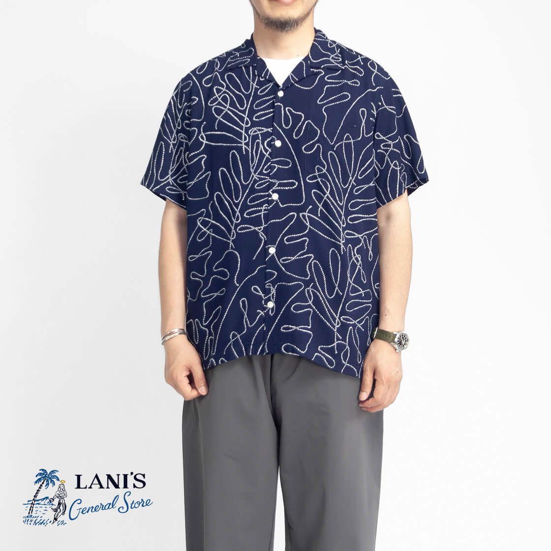 美品　Engineered Garments オープンカラーアロハシャツ クロス セール価格】ラニーズジェネラルストア LANI'S General Store リーフ総