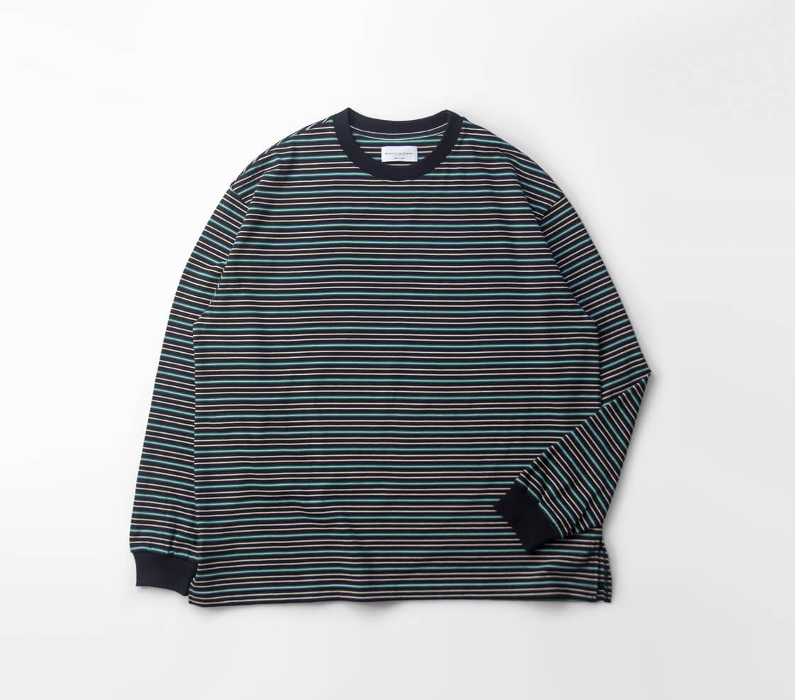 MANUAL ALPHABET マニュアルアルファベット マルチボーダー ワイド長袖Tシャツ ロンT 日本製 メンズ