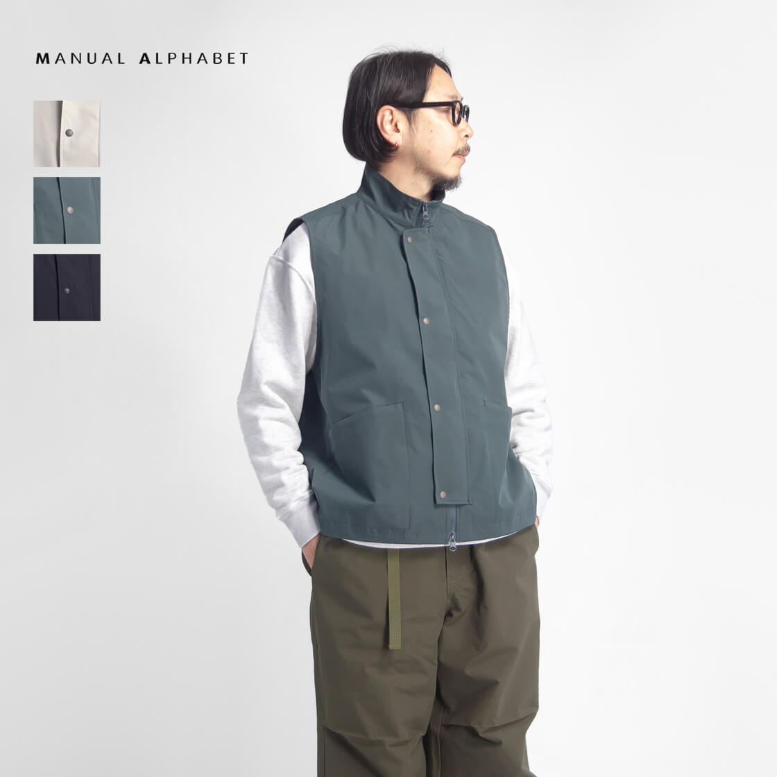 02211-0051 綿麻ウェザークロスクルーネックベスト Crew Neck Vest 