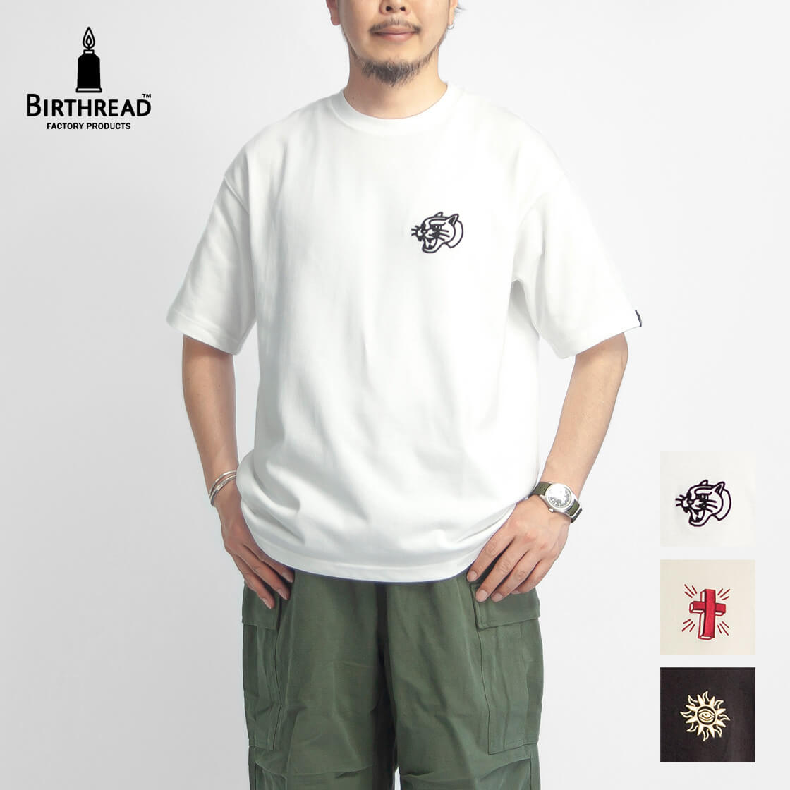 バースレッド BIRTHREAD 別注 タトゥー3D刺繍Tシャツ メンズ