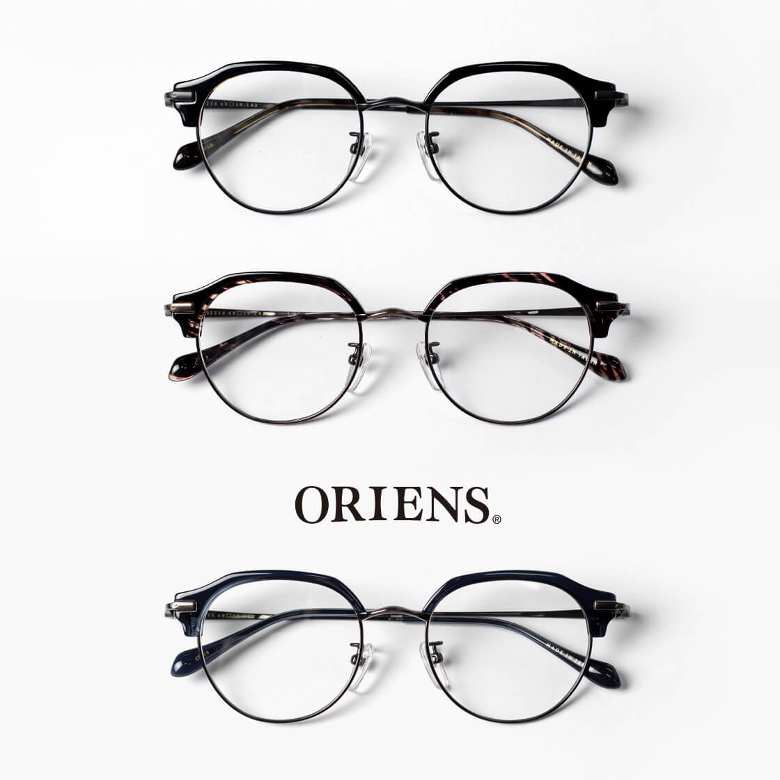 未使用 ORIENS オリエンス メガネフレーム S2214 日本製 ボストン ブロウ サーモントブロー コンビ 313 ブラウンササ/ブラウン 54000525 ボストン型 サーモントフレーム オリエンス ORIENS コンビ チタン