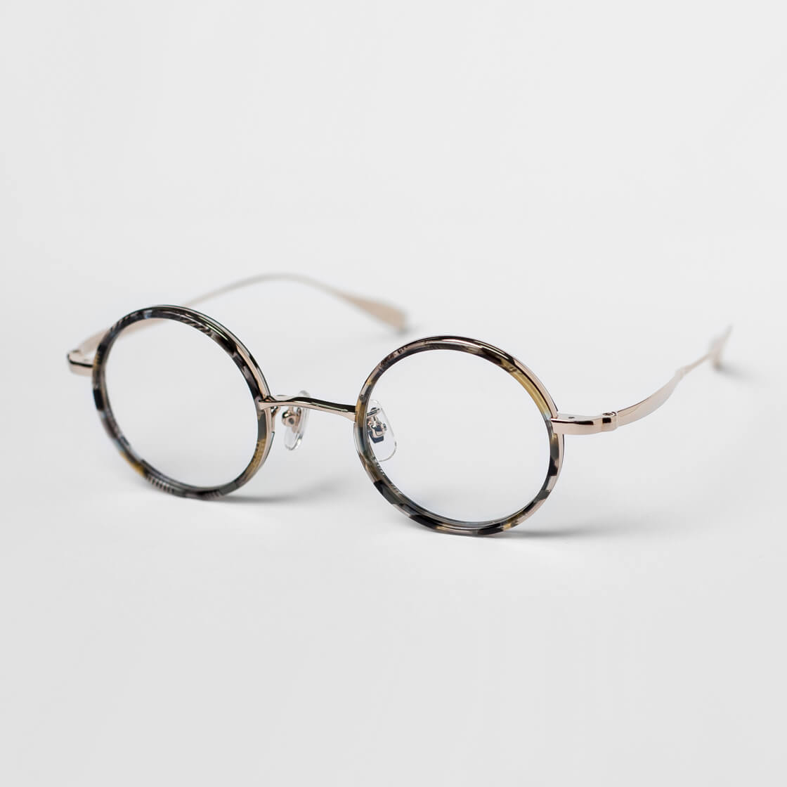 ラウンドフレーム 辻眼鏡 国松謹製 コンビ チタン TJ-004 日本製 鯖江