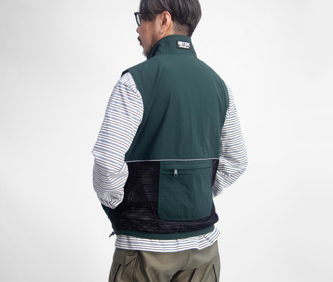 EBTEK イービーテック Eddie Bauer エディーバウアー スタンドカラー ナイロンメッシュ ベスト メンズ