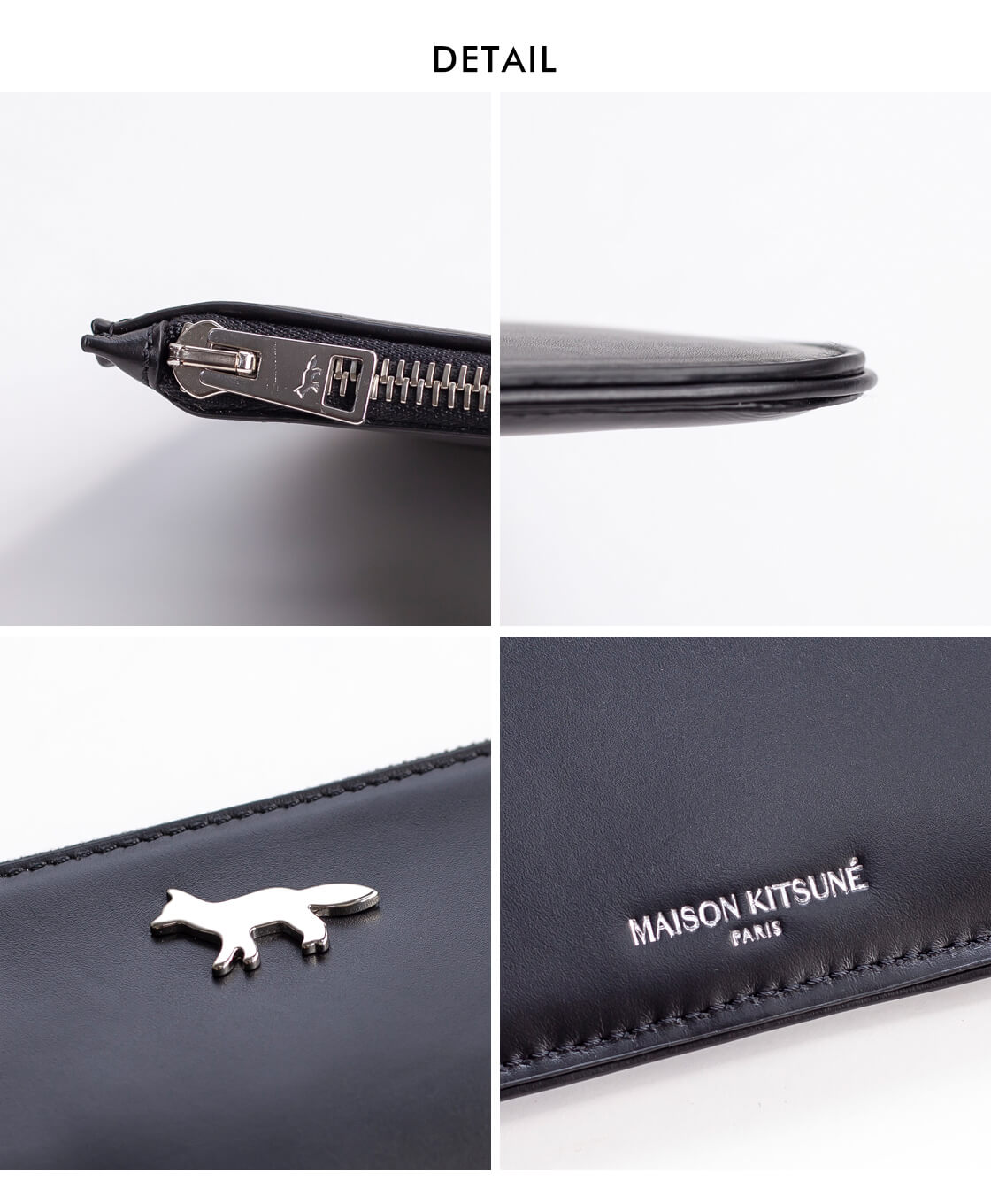 メゾンキツネ ポーチ　新品未使用タグ付き MAISON KITSUNE メゾンキツネ レザー ポーチ BOOGIE ZIPPED