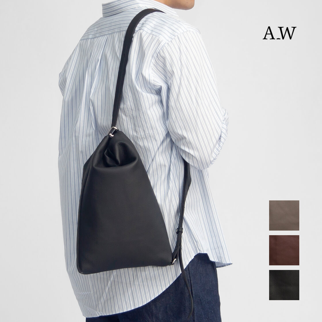 アウ A＿W 姫路レザー 2WAY ボンサック サコッシュ ショルダーバッグ