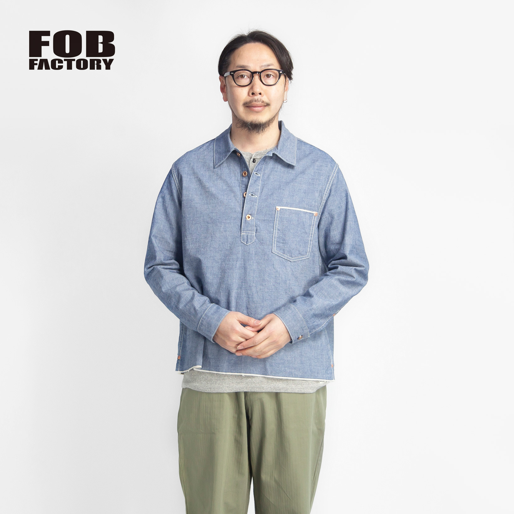 FOBファクトリー FOB FACTORY シャンブレー プルオーバーシャツ 日本製 メンズ : se-f3487 : MARC  ARROWS(マークアローズ) - 通販 - Yahoo!ショッピング