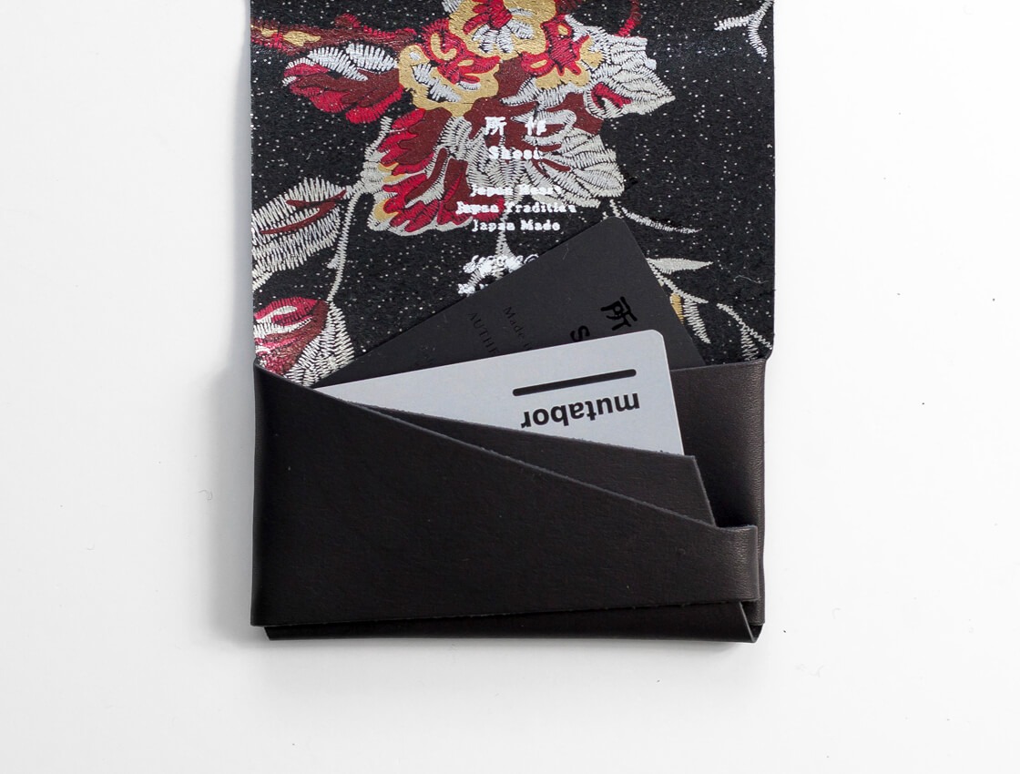 所作（shosa） カードケース 名刺入れ 刺繍模様 本革 花柄 レザー 日本
