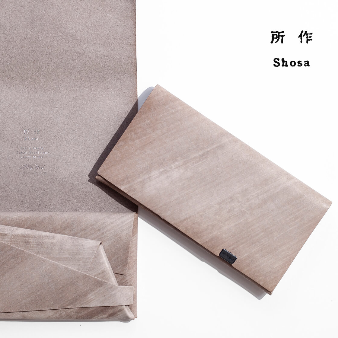 所作（shosa） 長財布 ロングウォレット 革の水墨画 スモーキングレー