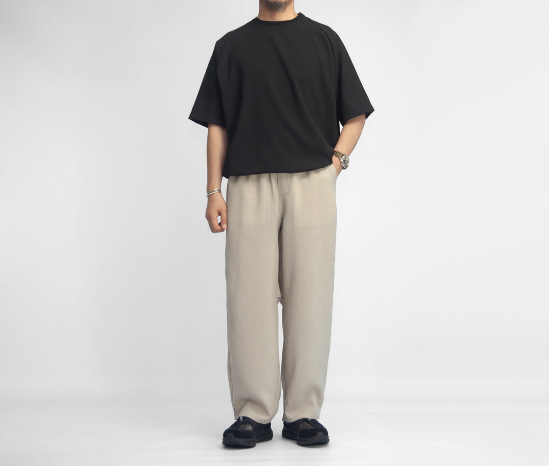 アローズパンツ、黒セットアップ、3点セット、Pao de lo クロップドパンツ LAOTOUR ブッチャー ドライ カーブドイージーパンツ セットアップ対応