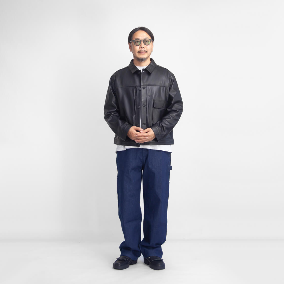 LAOTOUR 本革 ラムレザー 1st Gジャン トラッカージャケット 革ジャン