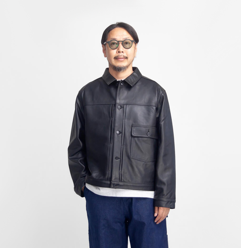 LAOTOUR 本革 ラムレザー 1st Gジャン トラッカージャケット 革ジャン メンズ