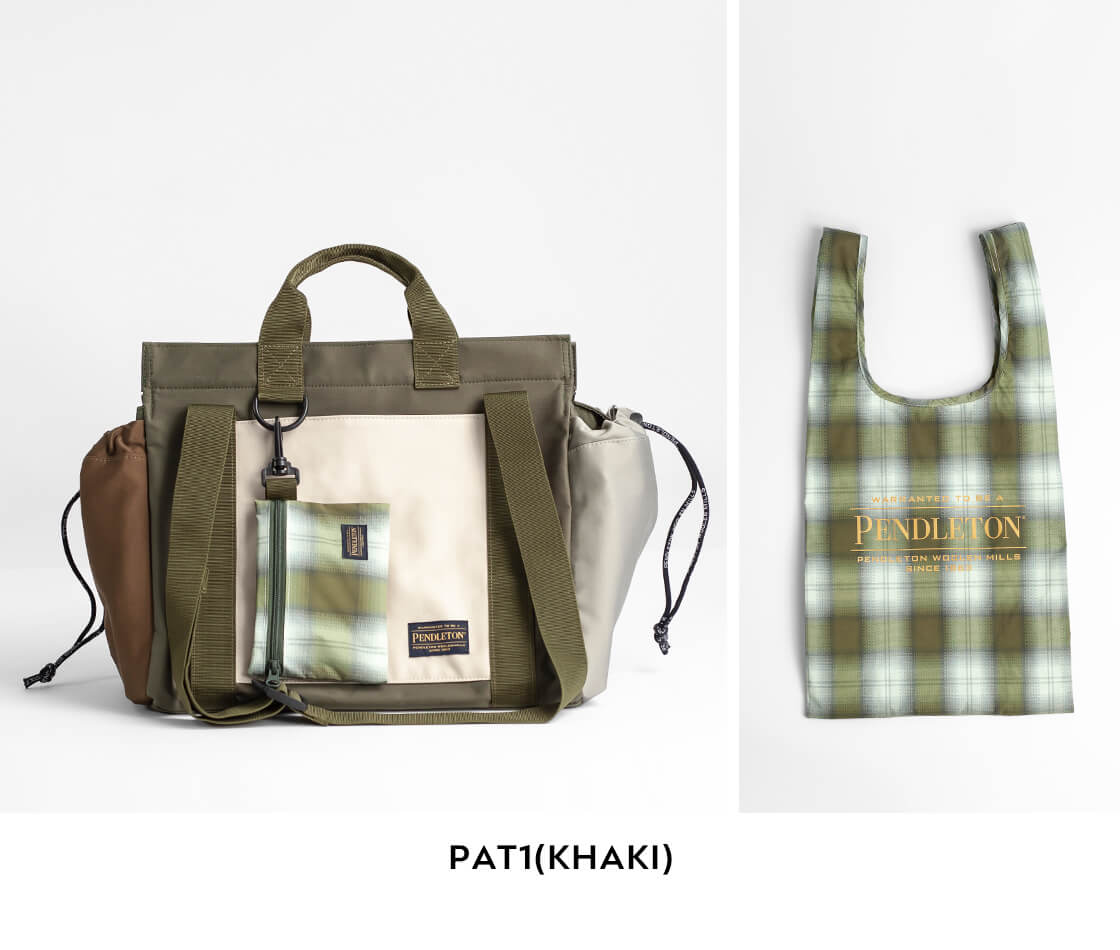 美品【PENDLETON × MARIE INABA】　マザーズバッグ　カーキ PENDLETON（ペンドルトン） PENDLETON INABA MARIE イナバマリエ