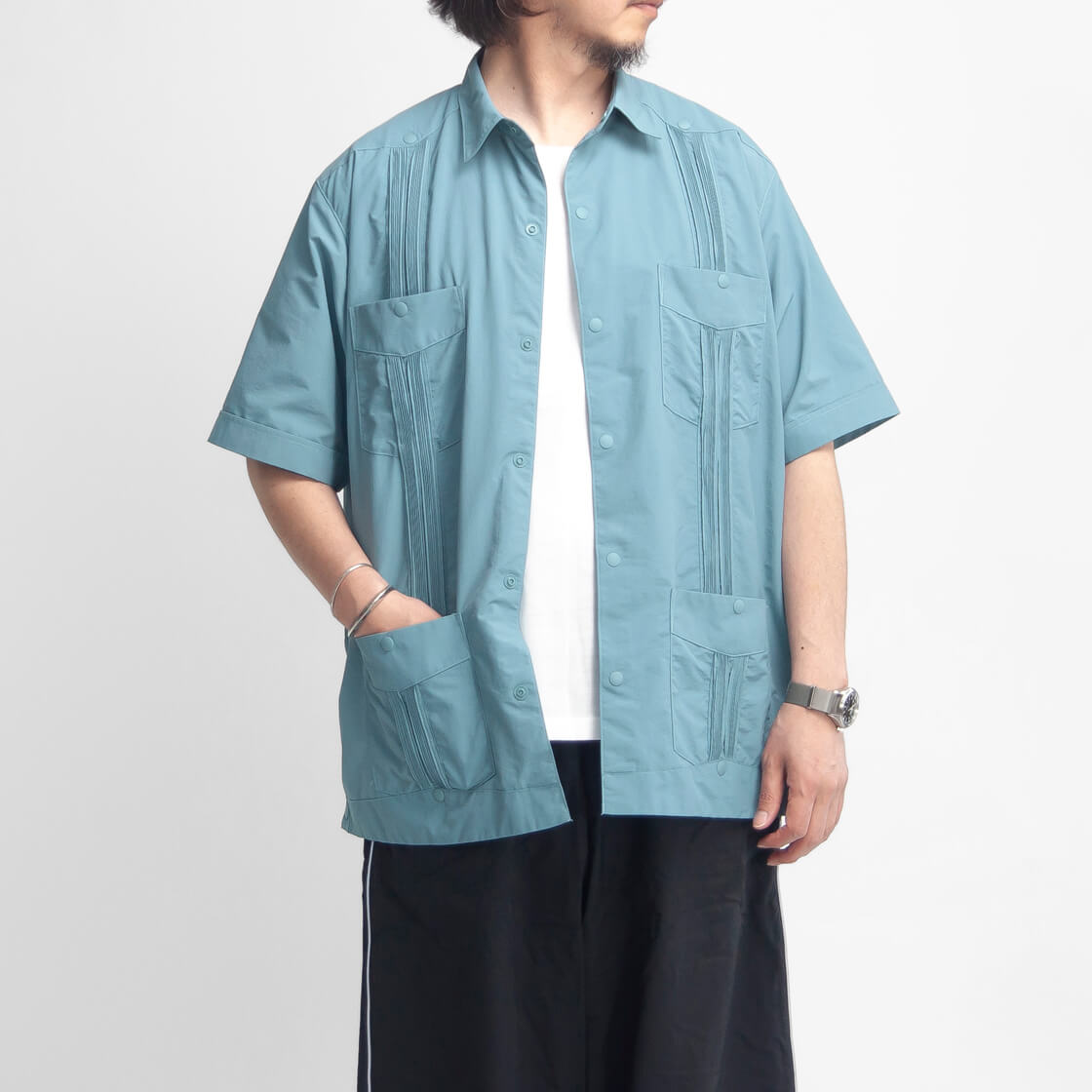 BURLAP OUTFITTER ナイロン キューバシャツ L アイスグレー BURLAP OUTFITTER ナイロン キューバシャツ L アイスグレー