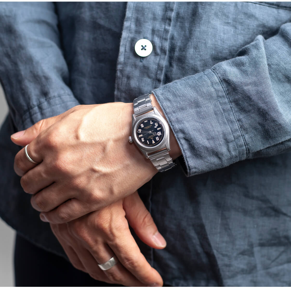 希少❗️ヴァーグウォッチ　蛇腹　腕時計　電池切れ　シルバー　ブラック VAGUE WATCH Co. ヴァーグウォッチ 腕時計 BS-L-001 : neel