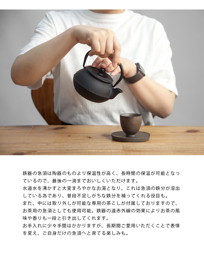 急須 鉄瓶 鉄器 あられ文様 黒 台湾 300ml かわいい おしゃれ : MARC