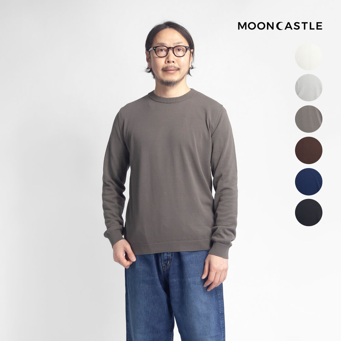 美品MOONCASTLE チャコール　ニットポロ1回着用ムーンキャッスルXL50 美品MOONCASTLE チャコール ニットポロ1回着用ムーンキャッスル