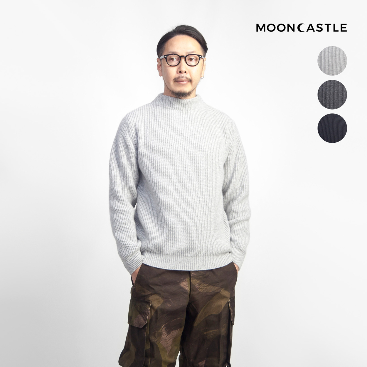 ムーンキャッスル MOONCASTLE カシミヤ100％ モックネックニット 日本