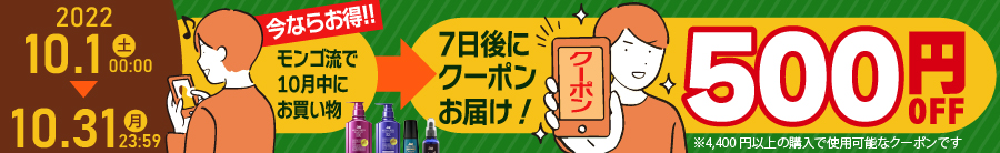 今ならお得！購入者全員に500円OFFクーポン進呈中