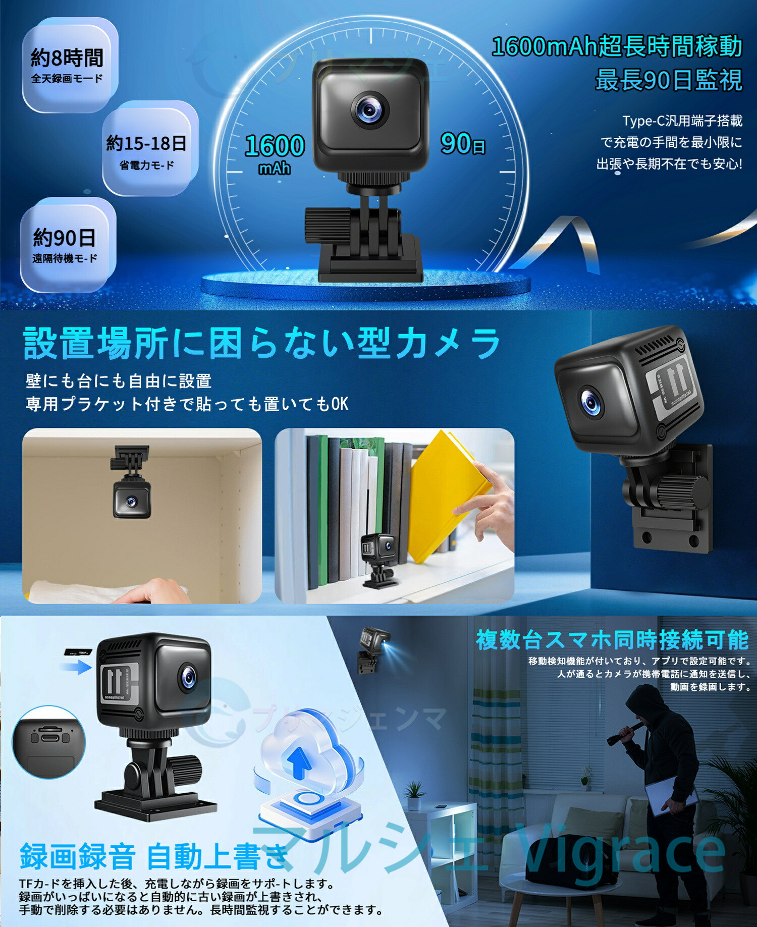 小型隠しカメラ・ラジオ電波式(50-100m受信) 遠隔監視・防犯用カメラ 小型カメラ WiFi 防犯カメラ 隠しカメラ 準4K 画質 スマホ連動 遠隔