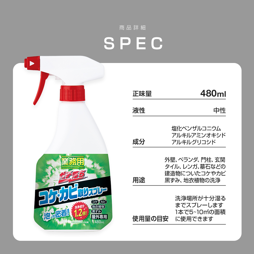 コケ取り剤 コケ除去剤 カビ取り剤 コケ取り 掃除 洗剤 スプレー 業務