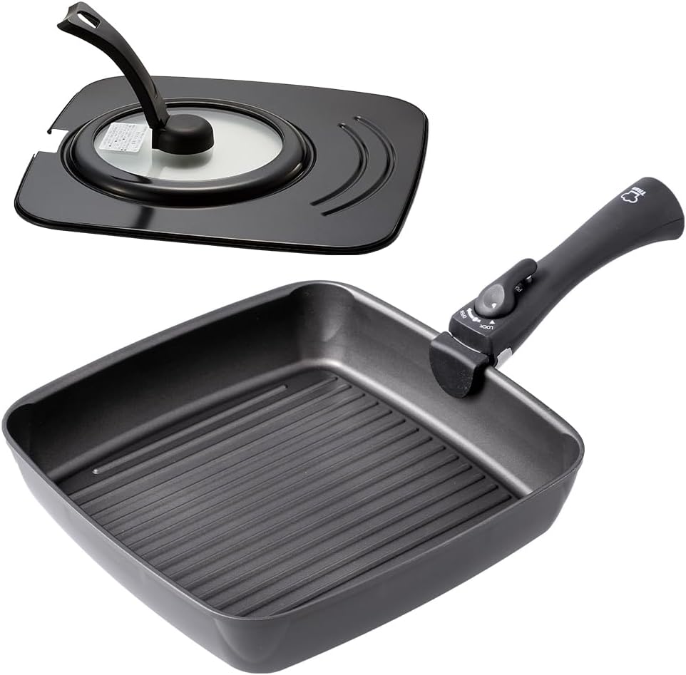 アイメディア グリルパン IH対応 魚焼きパン 蓋・取っ手付 3点セット