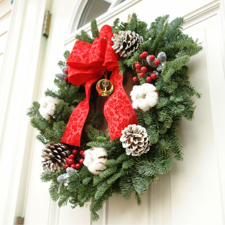 クリスマスリース 玄関 飾り 大きい オレゴンモミ プレシャス フレッシュ リース 55cm 手作り おしゃれ 壁飾り 生木 生花 オーナメント  プレゼント