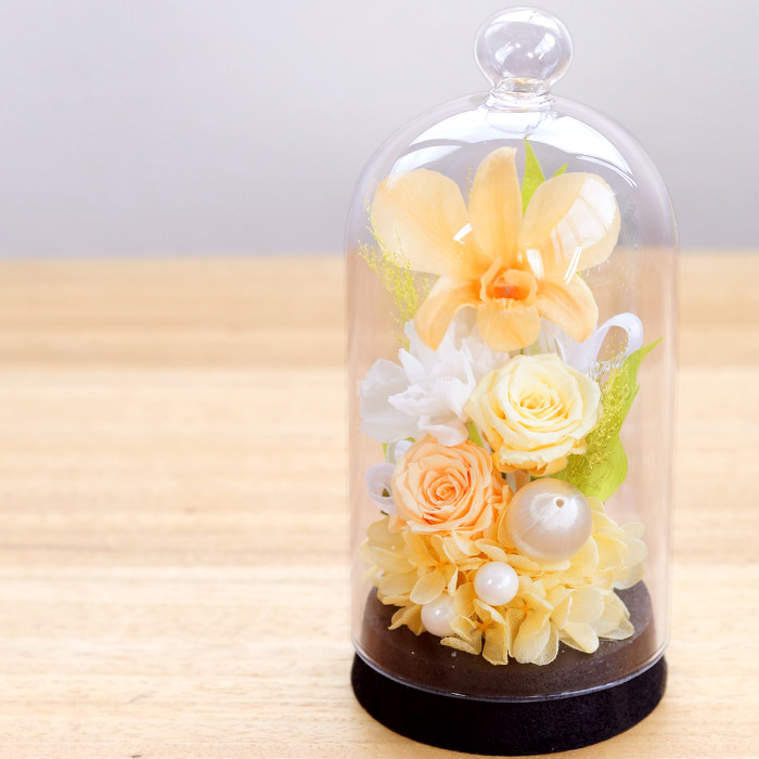 プリザーブドフラワー 仏花 お供え花ドーム お悔やみ 電報 弔電 ガラス