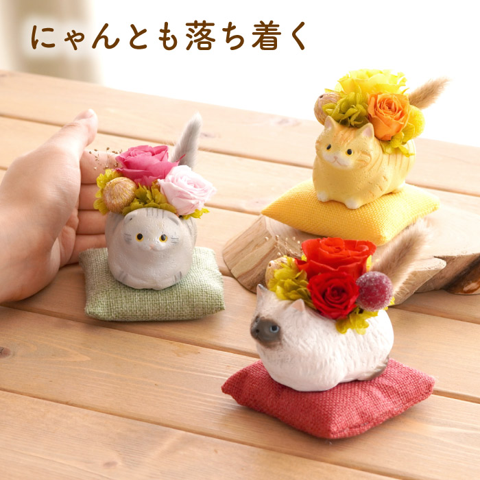 花 誕生日 プレゼント のんびり花にゃんこ プリザ プリザーブド 