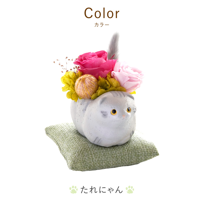 花 誕生日 プレゼント のんびり花にゃんこ プリザ プリザーブド 