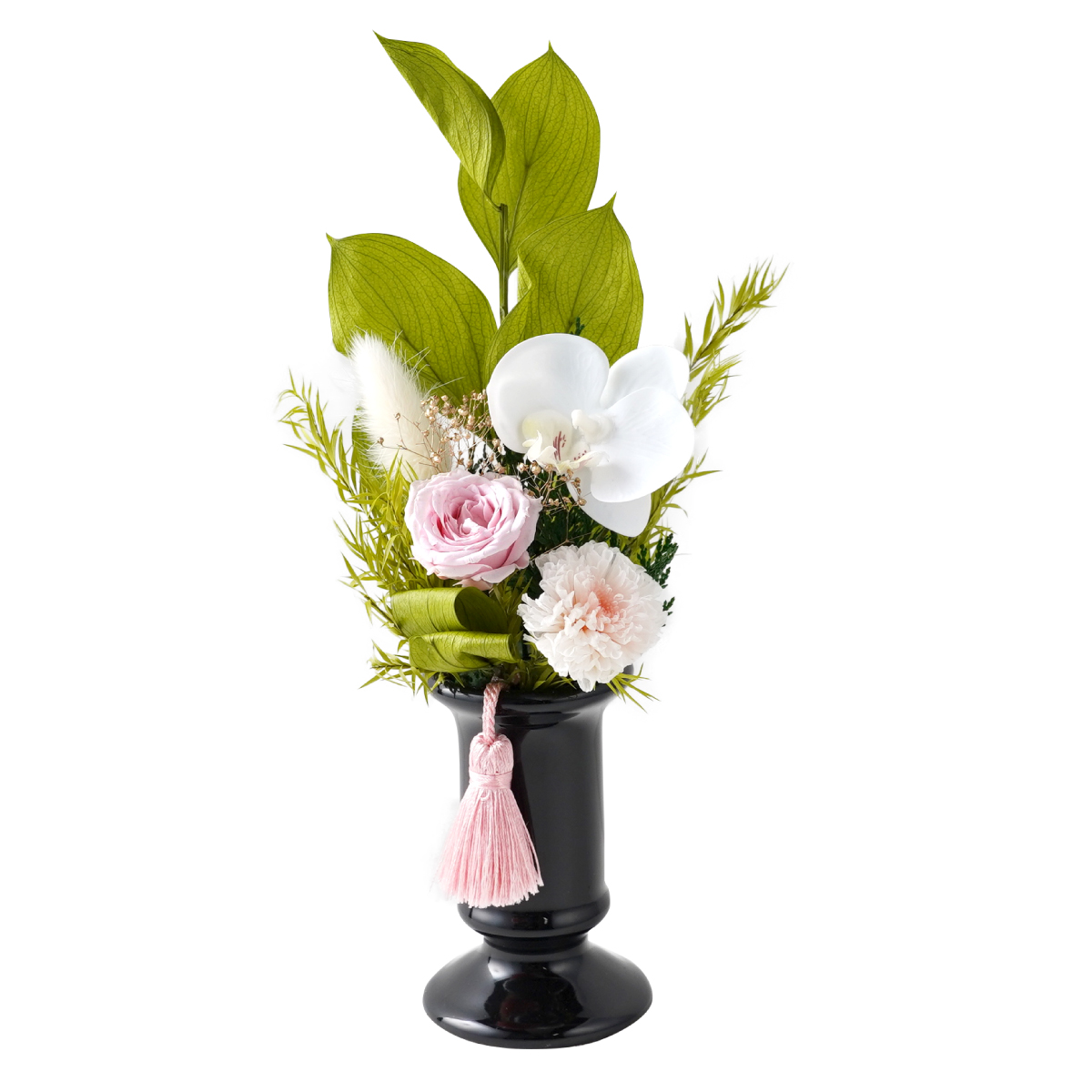 仏花 胡蝶蘭 プリザーブドフラワー大サイズ 自然素材のみ お悔やみ お正月 プリザーブドフラワー 仏花 胡蝶蘭 お供えプリザーブドフラワー さやか