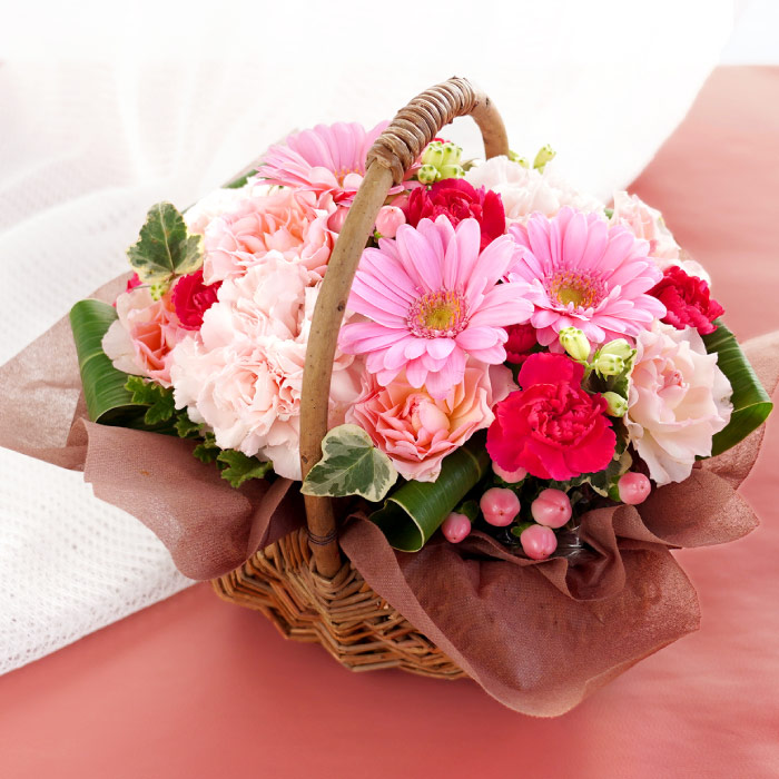 ギフト 内祝 お返し 賀寿 バスケットアレンジ 赤系 結婚 出産 引っ越し 挨拶