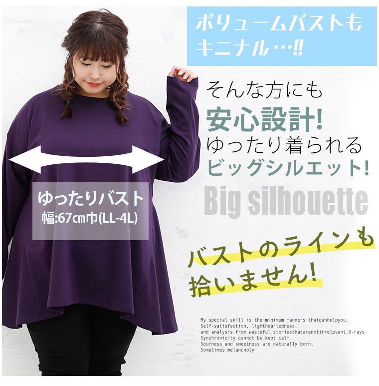 大きいサイズ レディース チュニック スウェット 長袖 ミニ裏毛 Aライン 切替 トレーナー トップス 秋 冬服 30代 40代 50代 ファッション Ms 女性に人気