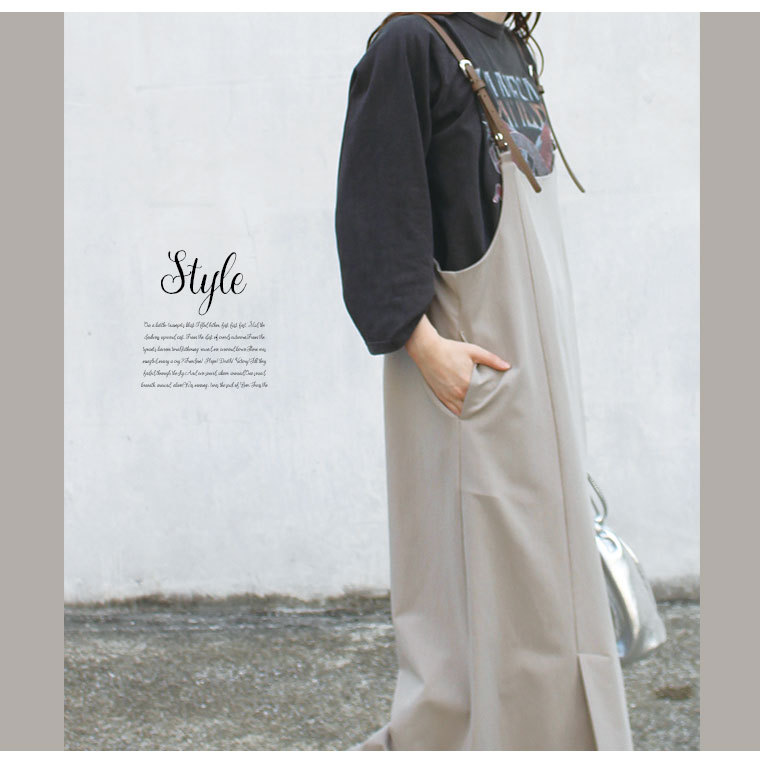 大きいサイズ レディース ワンピース ロング丈 Laveange エコレザーサス付 キャミワンピ ラビアンジェ 秋服 秋冬 30代 40代 50代 ファッション ご予約品