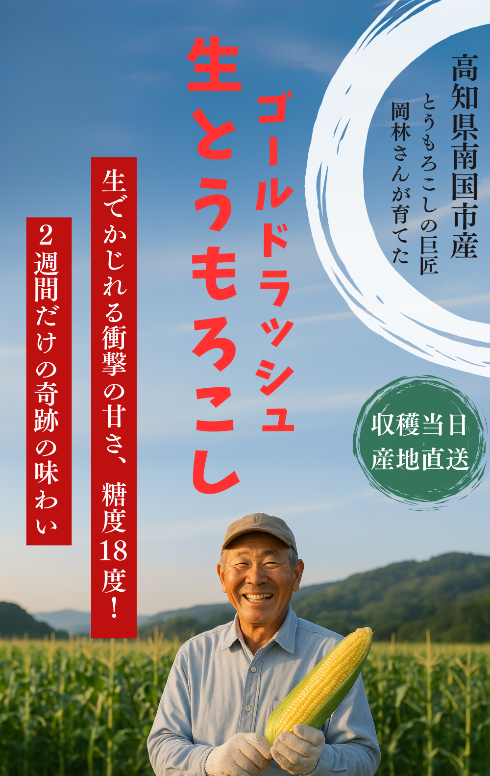 糖度18度 ゴールドラッシュ 生とうもろこし A等級 約4,5kg (11-15本