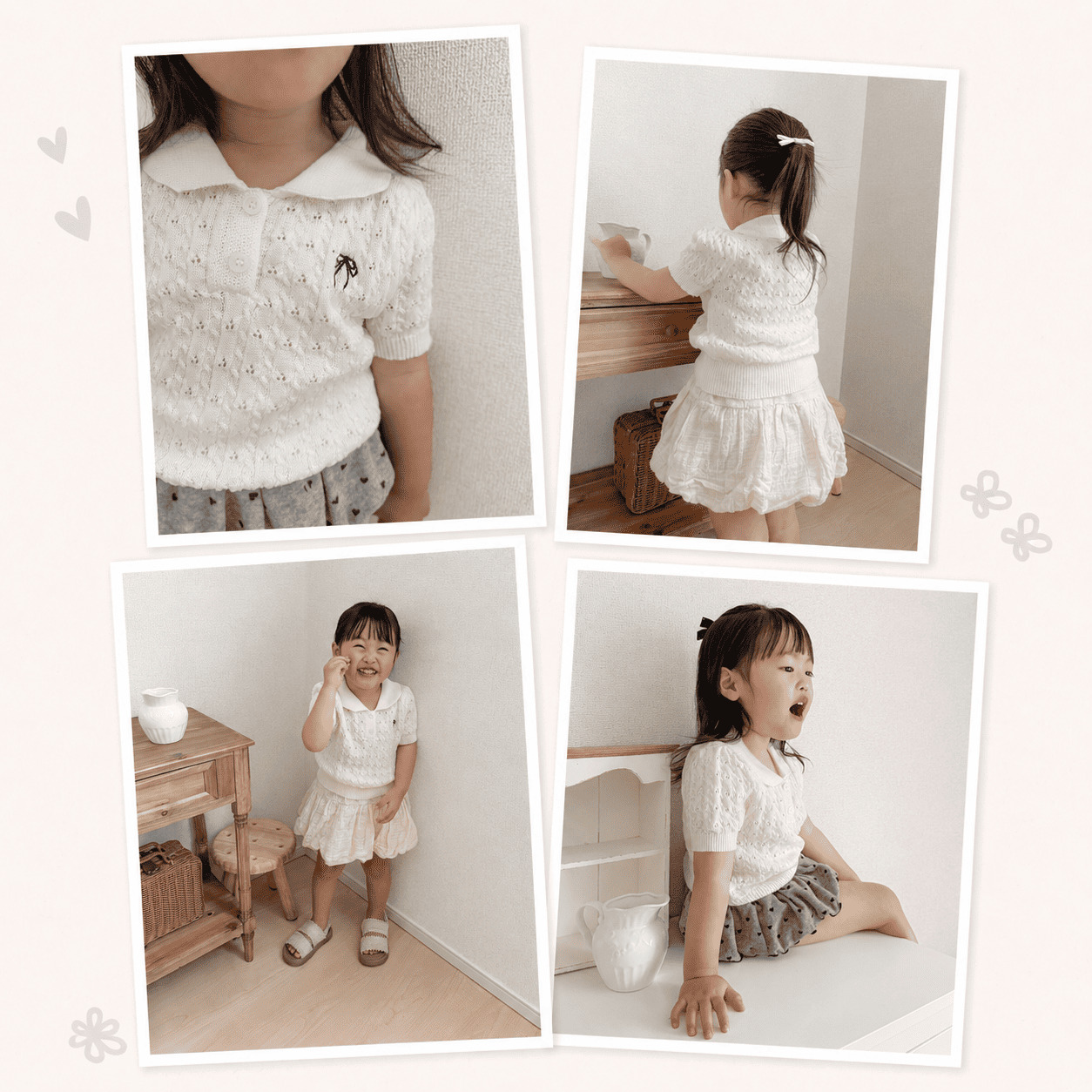 キッズ 半袖 子供服 女の子 トップス ニット サマーニット 襟付き