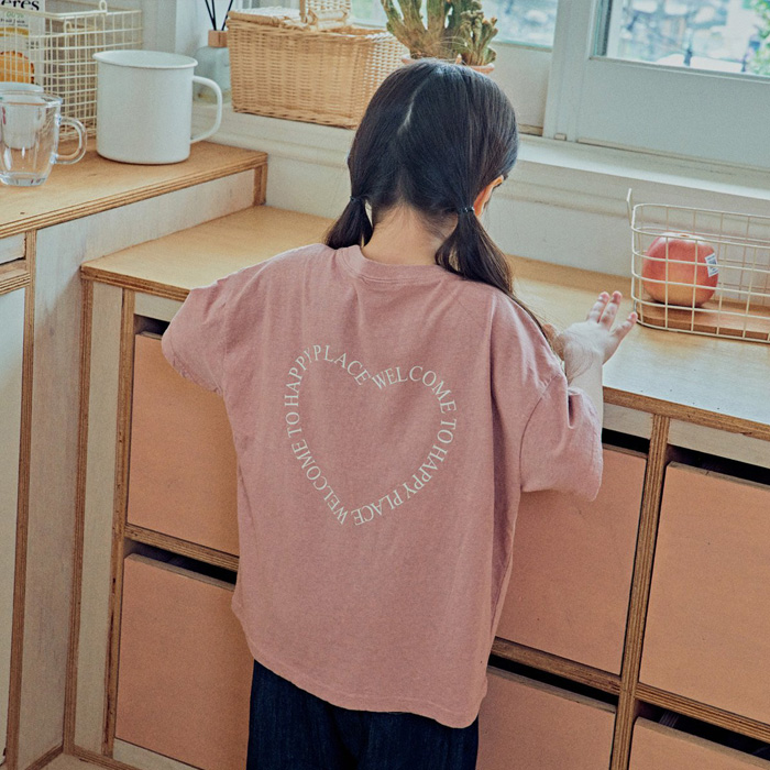 半袖Tシャツ キッズ ハート ロゴ プリント 夏 ナチュラル 韓国 子供服