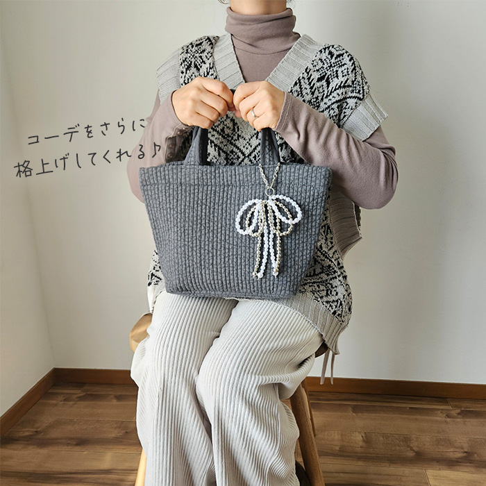 バッグチャーム パール リボン チャーム パールチャーム バッグ