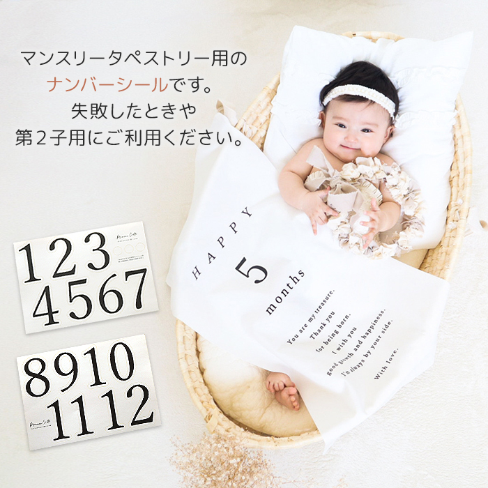 マンスリータペストリー用 ナンバーシール シール 月齢 数字 張替え 明朝体 マット おうちスタジオ 1歳 6ヶ月 韓国 ナチュラル おしゃれ シンプル インテリア |  | 01