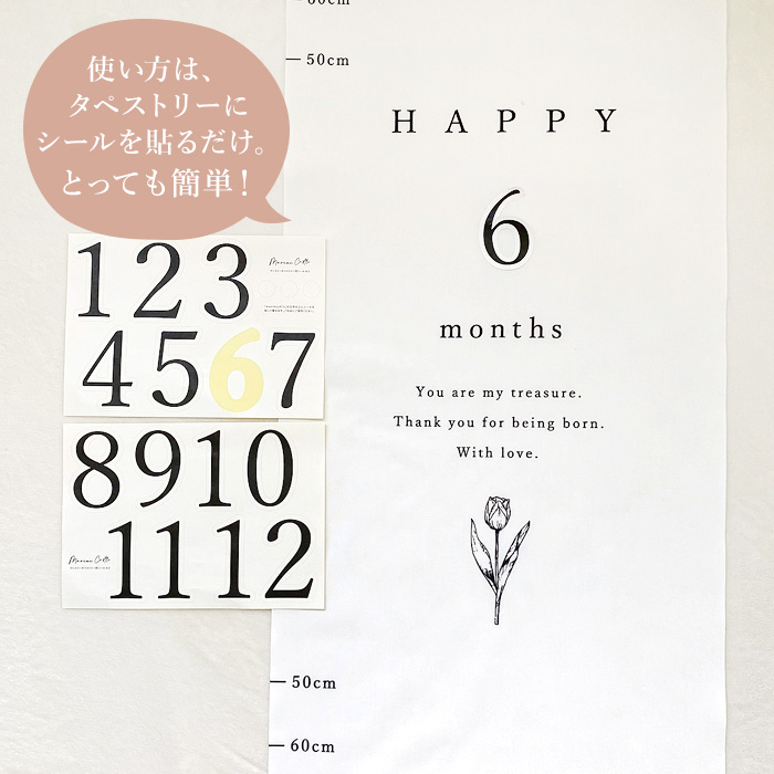 マンスリータペストリー用 ナンバーシール シール 月齢 数字 張替え 明朝体 マット おうちスタジオ 1歳 6ヶ月 韓国 ナチュラル おしゃれ シンプル インテリア |  | 02