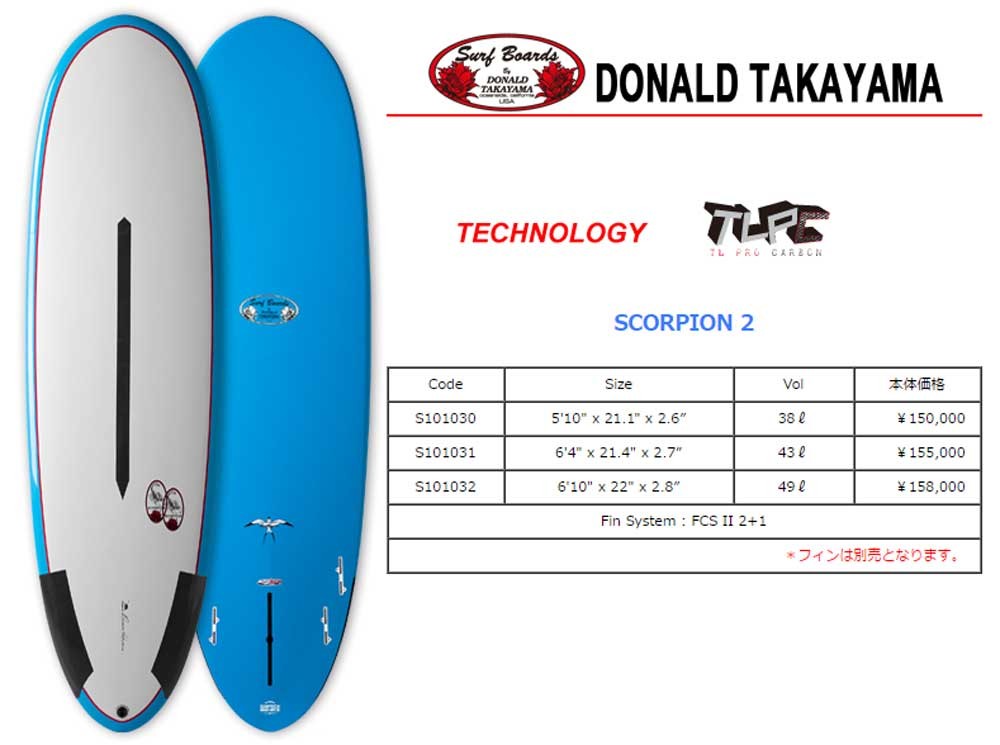 Hawaiian Pro Designs ドナルドタカヤマ　SURFTECH　SCORPION 2　64/ハワイアンプロデザイン　サーフテック　スコーピオン Hawaiian 2　64/ハワイアンプロデザイン　サーフテック　スコーピオン