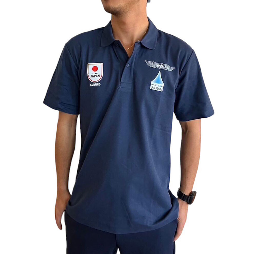 ポロシャツ RASH x NAMINORI JAPAN 代表ユニフォームレプリカ 4.9oz カジュアルポロシャツ ネイビー 半袖 襟付き｜mariner｜02